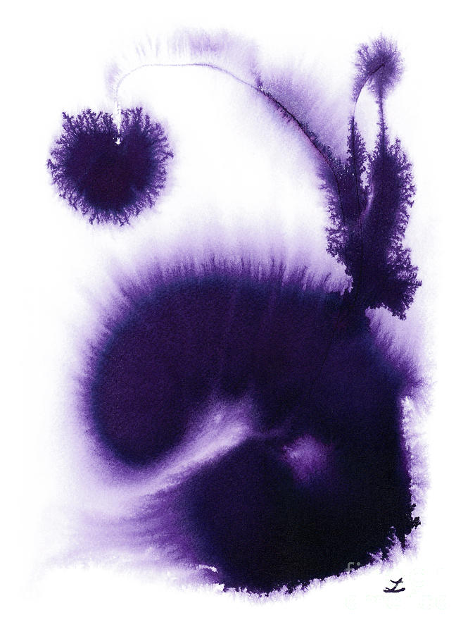 Purple Floral Painting by Zaira Dzhaubaeva