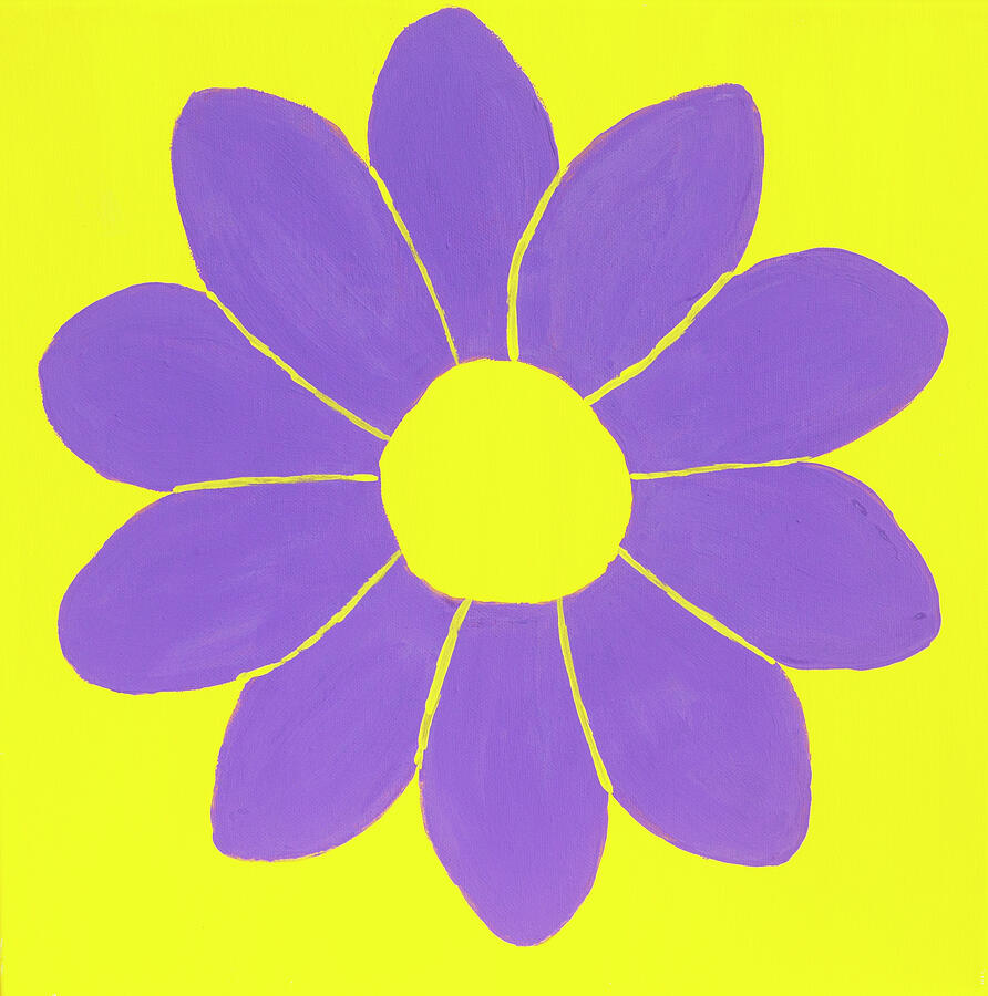 Purple flower on yellow background painting Painting by Irina Afonskaya