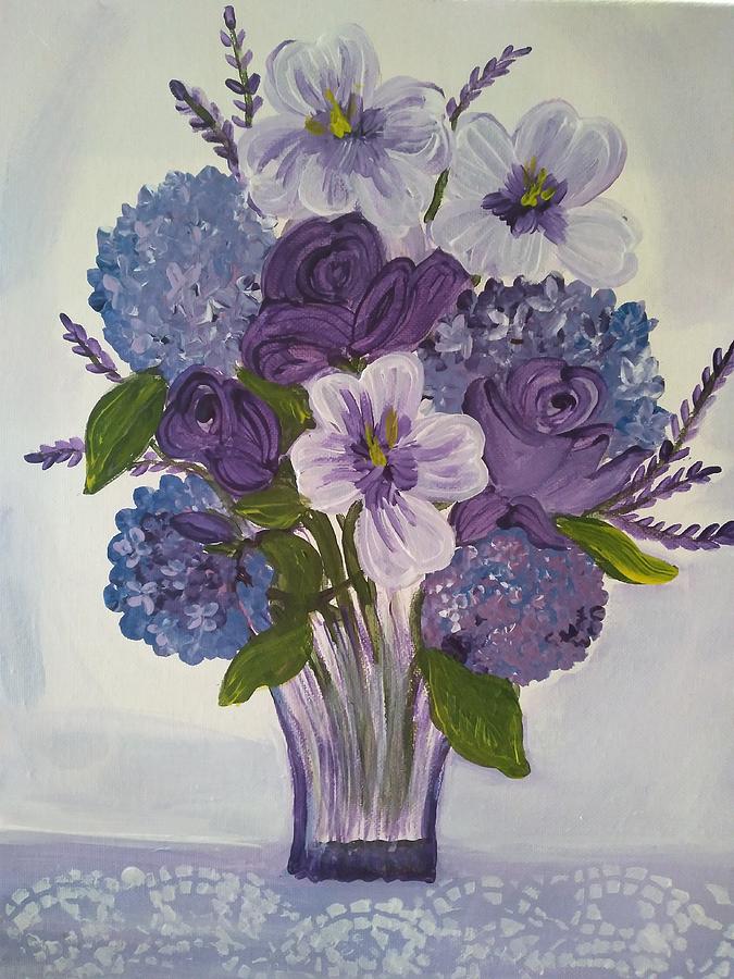 Purple Flowers Painting by Barbara Fincher
