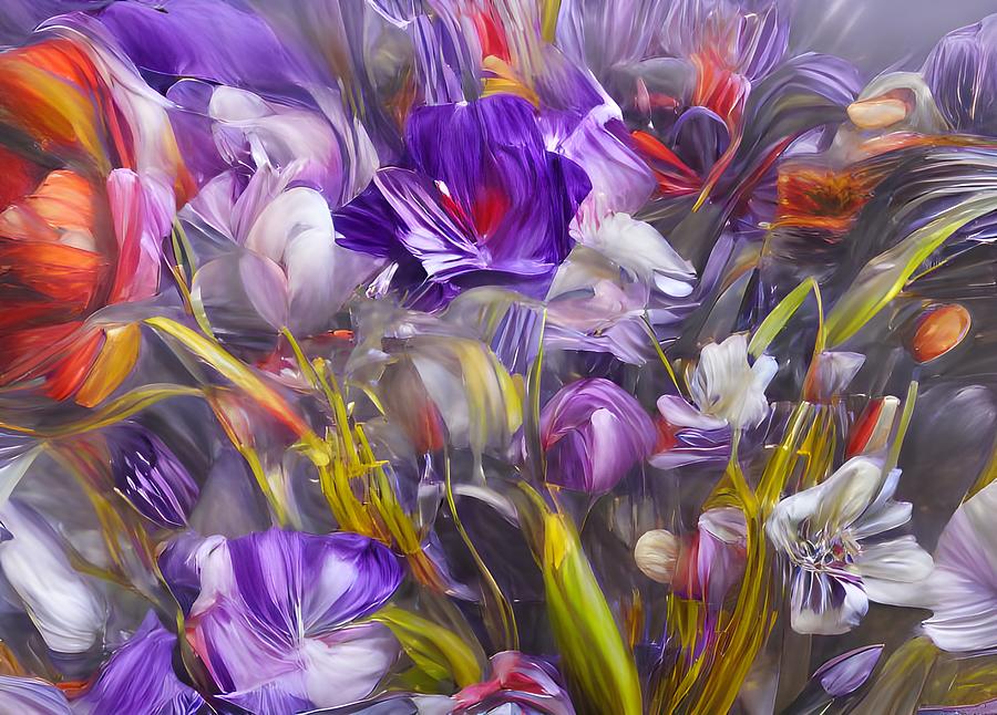 Purple Flowers Digital Art by Beverly Read