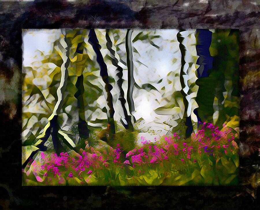 Purple Flowers by the Pond Digital Art by Christopher Reed