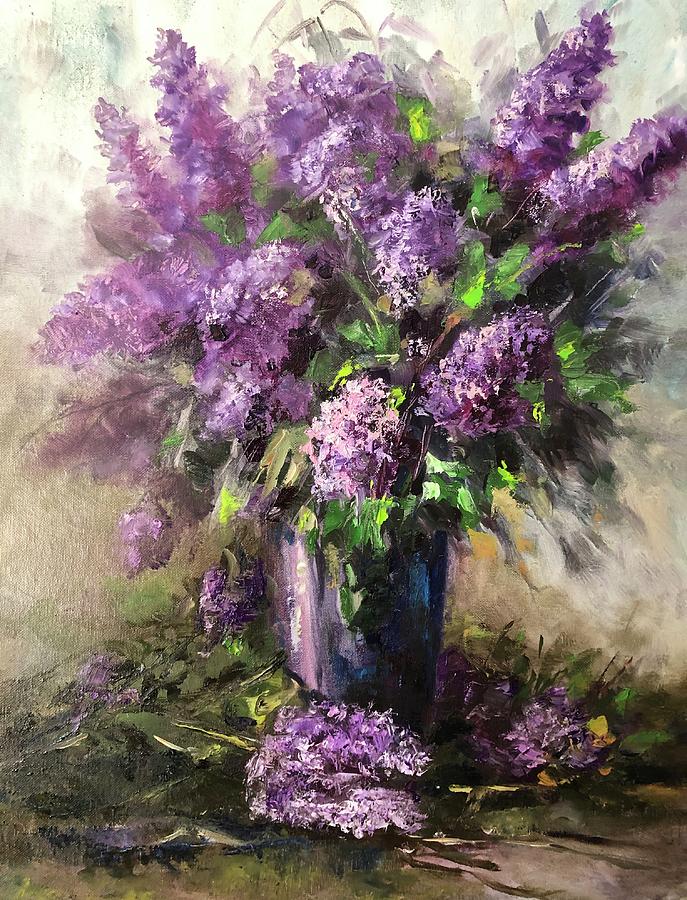 Purple Flowers in a Purple Vase Painting by Harut Danielyan - Fine Art ...