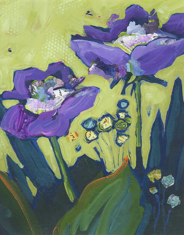 Purple Flowers Painting by Shelli Walters