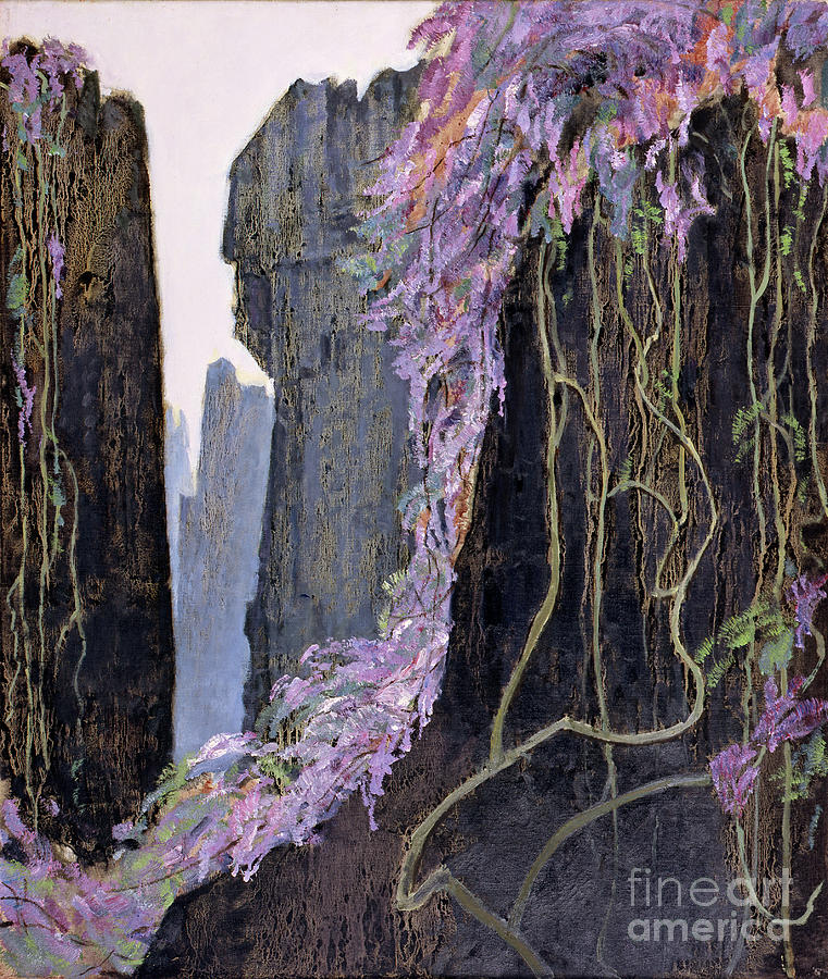 Purple Fog In Stone Forest Painting by Zhan Jianjun