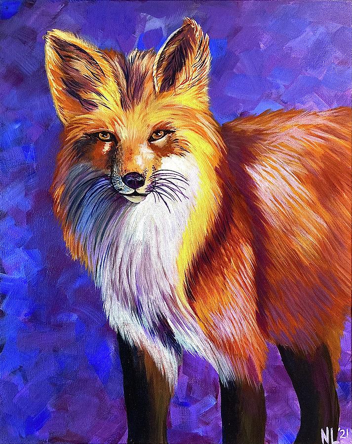 Purple Fox Painting by Nicole Linkowski - Fine Art America