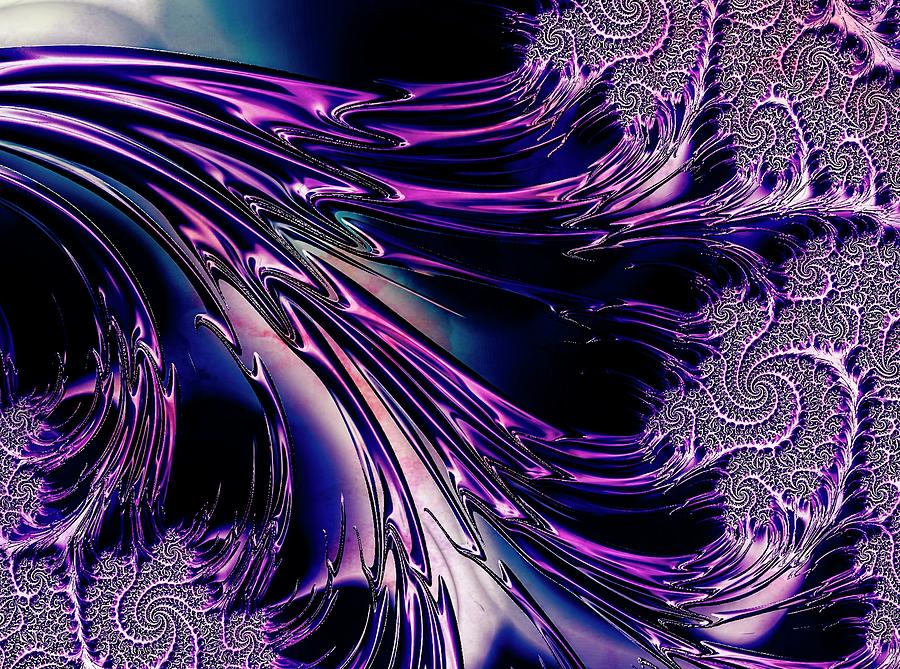 Purple Fractal Wave Digital Art by Eileen Backman