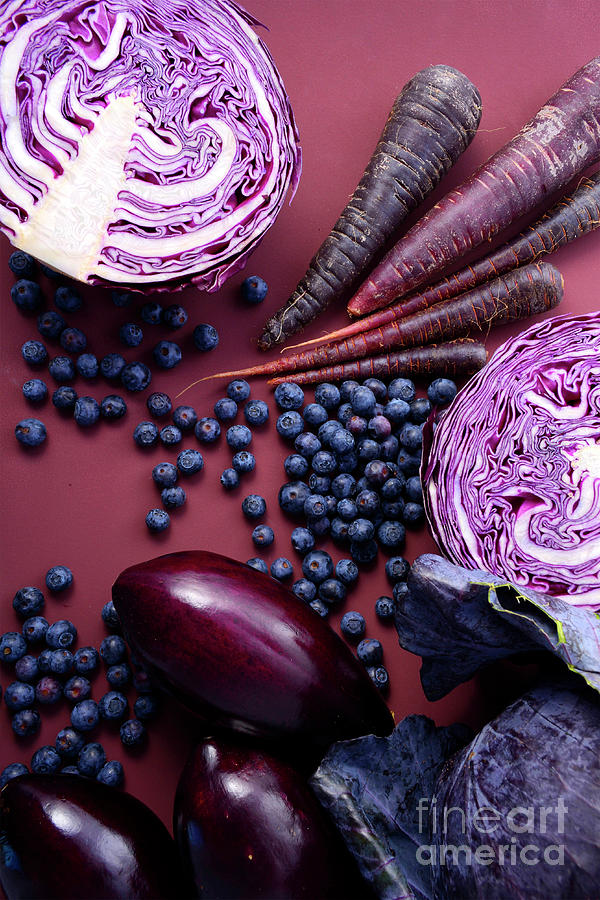 Purple fruits and vegetables  Photograph by Milleflore Images