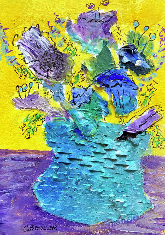 Purple fun flowers Painting by Caren Benzer - Pixels