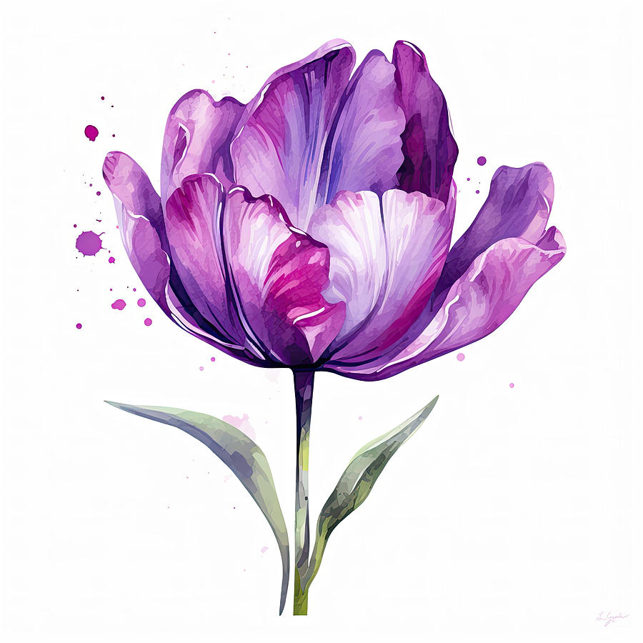 Tulip Digital Art - Purple Gems- Purple Tulips Rhode Island Tulips Purple Flower by Lourry Legarde