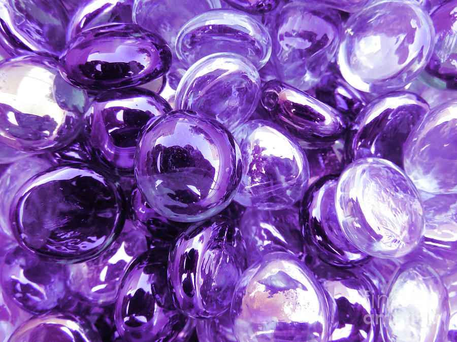 Pebbles Photograph - Purple Glass Beads One by Elisabeth Lucas