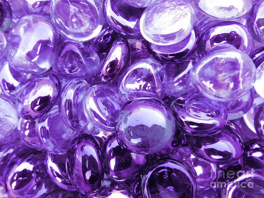 Pebbles Photograph - Purple Glass Beads Two by Elisabeth Lucas