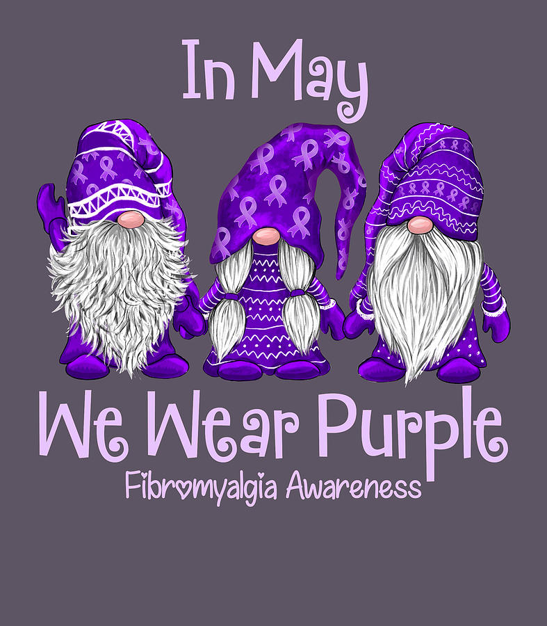 Purple Gnome Hippie In May We Wear Purple Fibro Awareness Purple Ribbon Fibro Survivor Digital