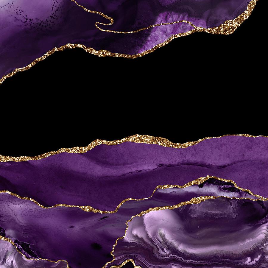 Purple Gold Agate Texture 15 Digital Art by Aloke Design