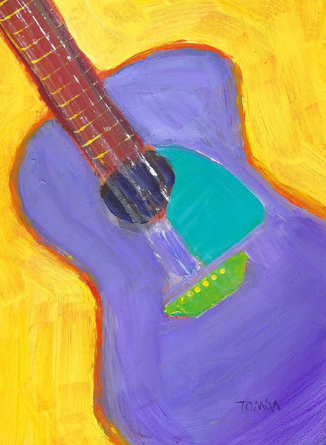 Purple Guitar Painting by Bill Tomsa