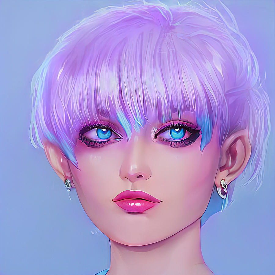 Purple-Haired Pretty Woman Digital Art by St Gemma - Pixels