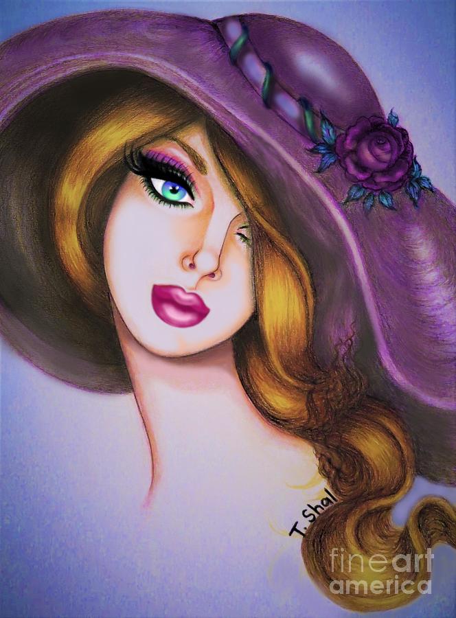 Purple Hat 3 Drawing by Tara Shalton