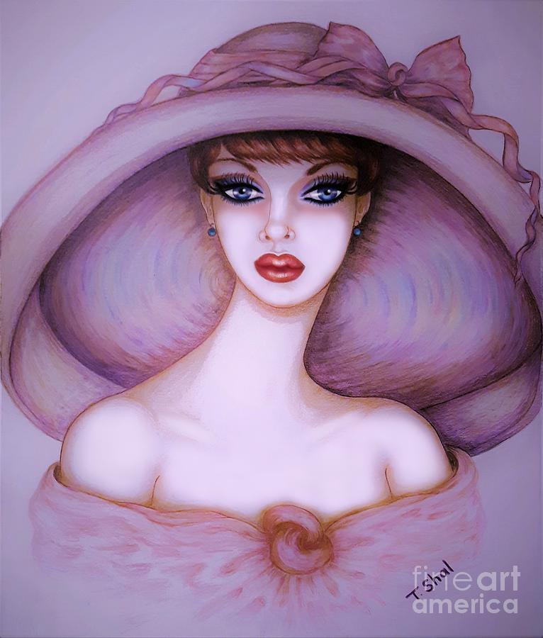Purple Hat 4 Drawing by Tara Shalton