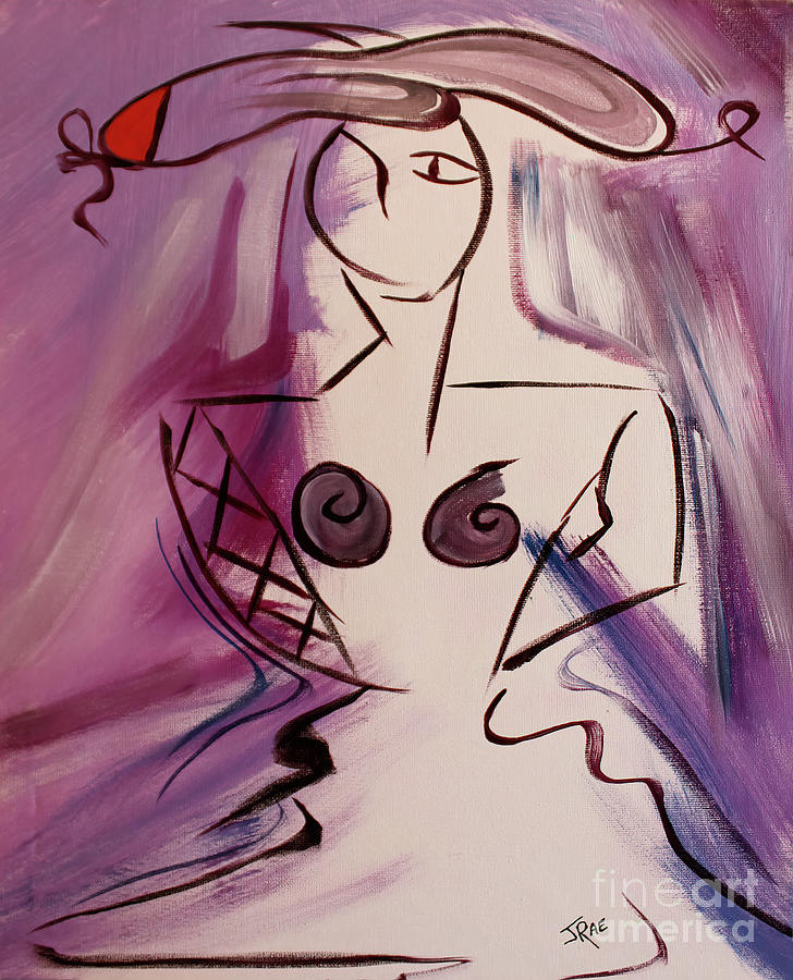 Purple Hat Lady in Acrylic Painting by Janice Pariza