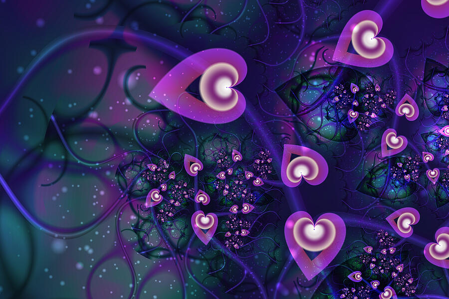 Purple Hearts and Vines Digital Art by Lena Auxier