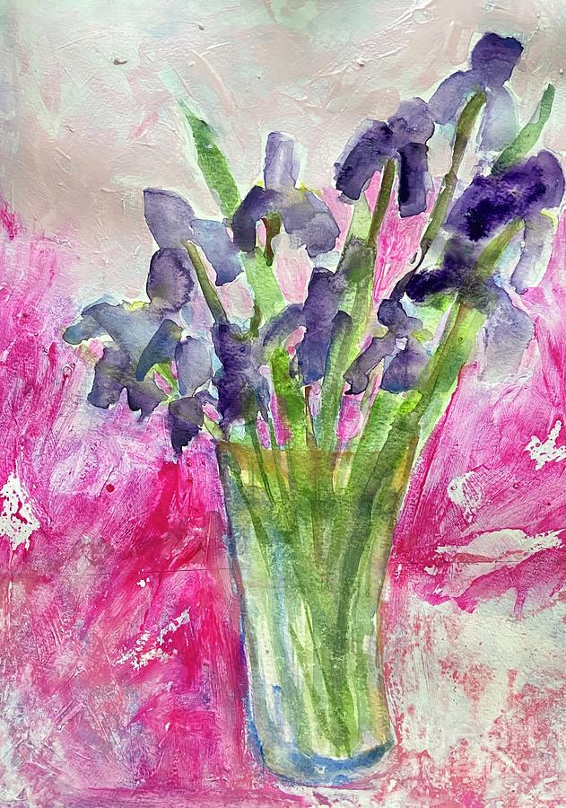 Purple Hearts Painting by Sherry Harradence