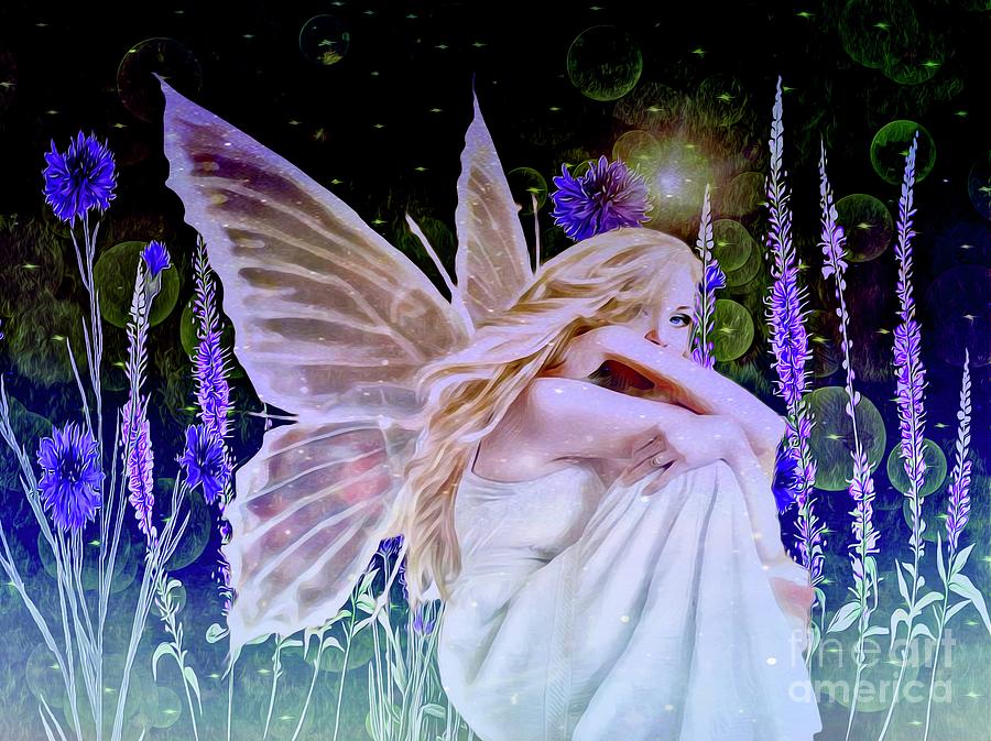 Fairy Mixed Media - Purple Herbs in the Cosmos by Lauries Intuitive