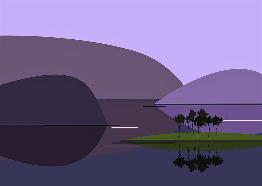 Purple Hills Digital Art by Fatline Graphic Art