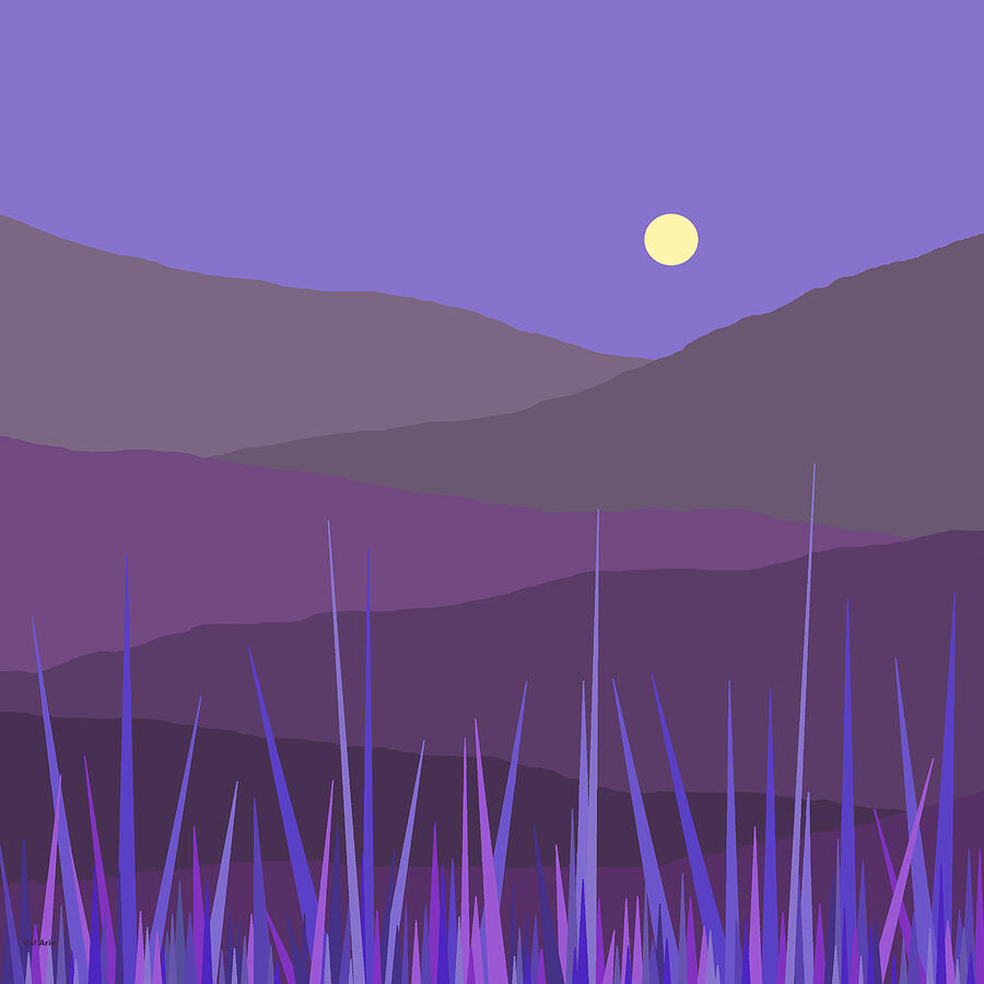 Purple Hills - Lavender Sky Digital Art by Val Arie