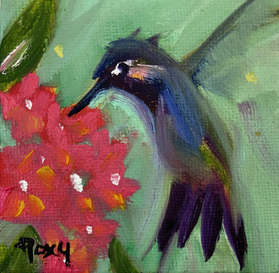 Purple Hummingbird Painting by Roxy Rich