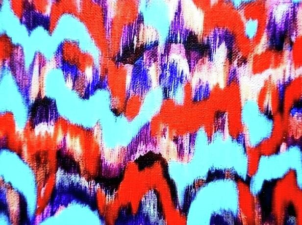 Abstract Painting - Purple Ikat Pixel by LaToya Cole