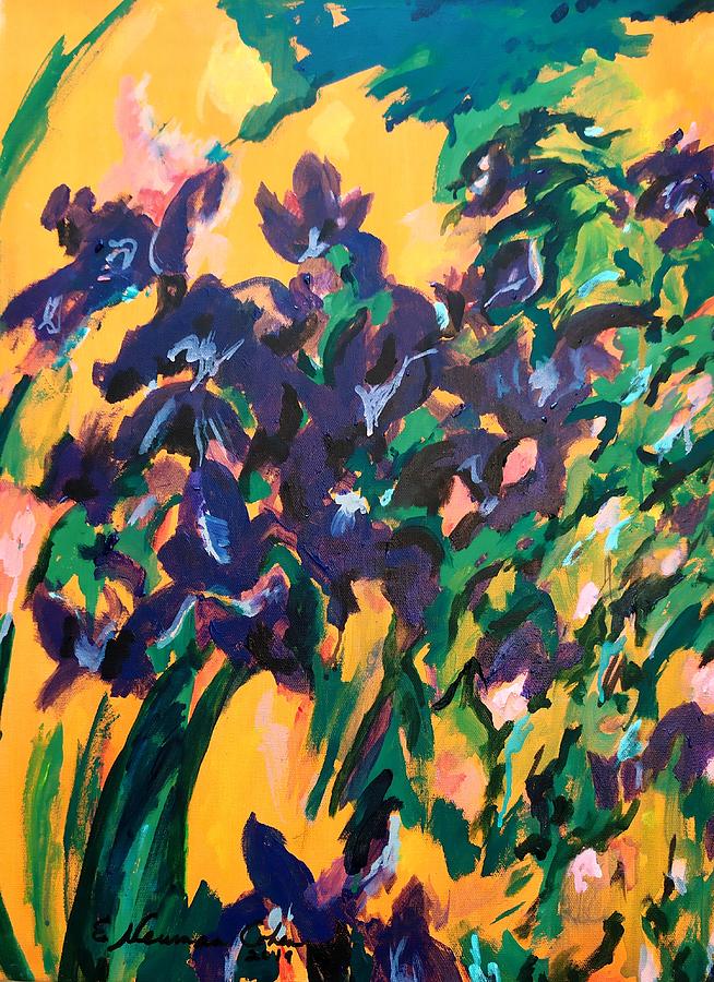Purple Iris Floral Painting by Esther Newman-Cohen