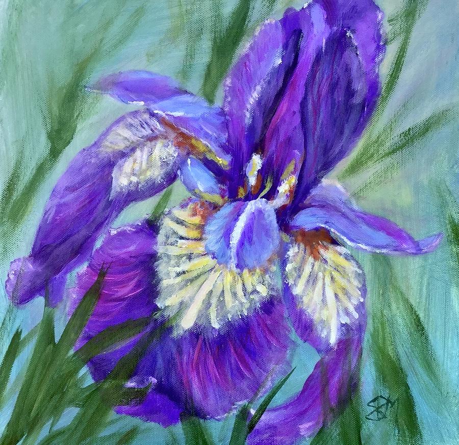 Purple Iris Painting by Elizabeth Marshall - Fine Art America