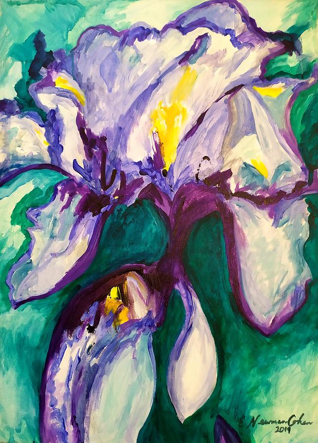 Purple Iris Painting by Esther Newman-Cohen