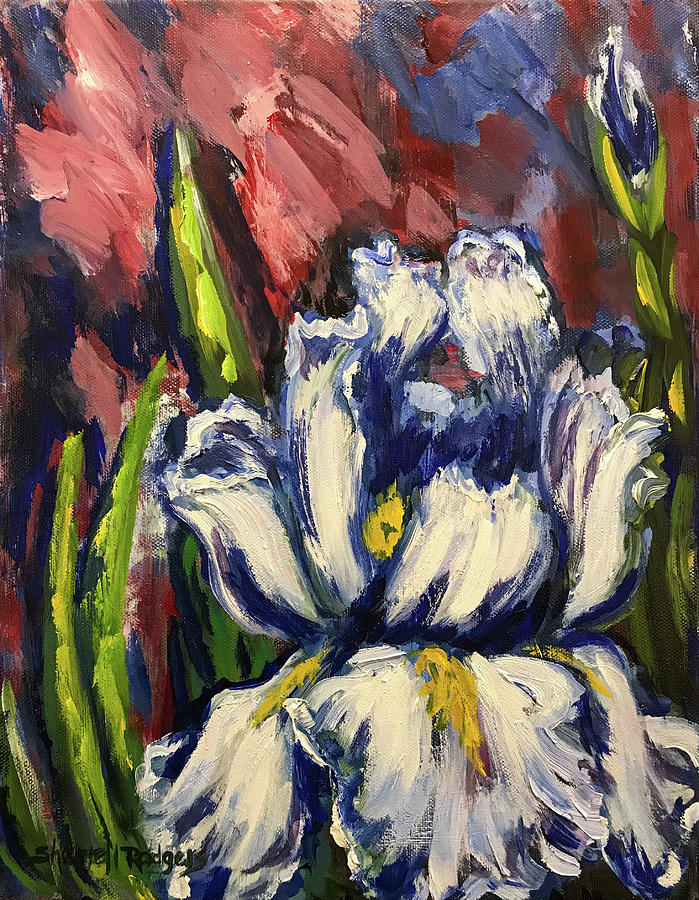 Purple Iris I Painting by Sherrell Rodgers