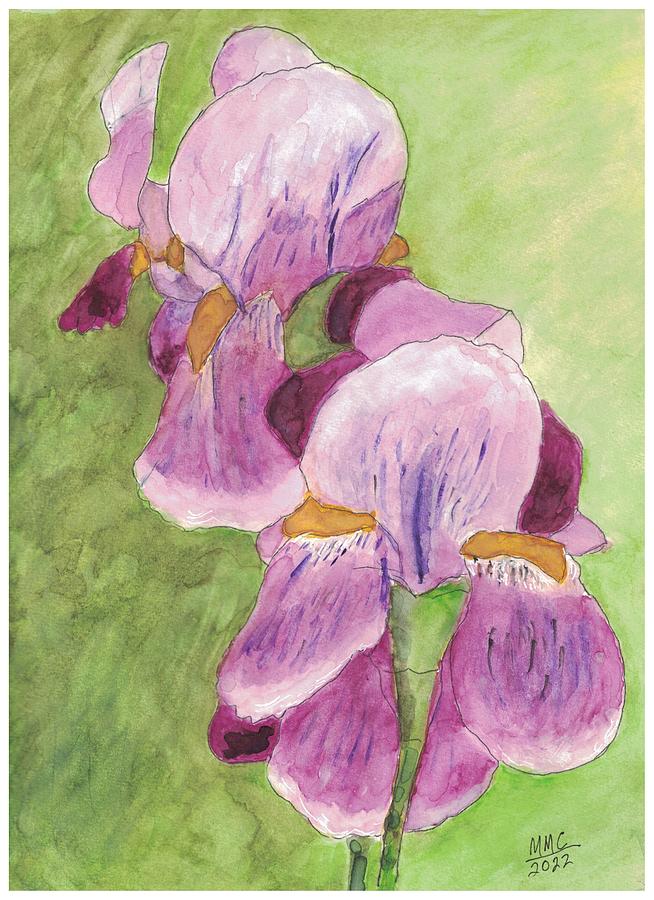 Purple Iris Painting by Mary M Collins