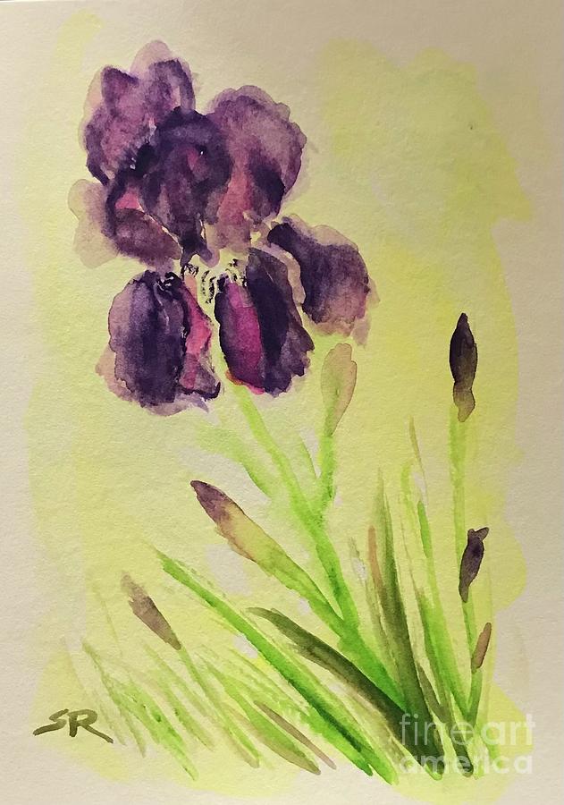 Purple Iris Painting by Sherrell Rodgers