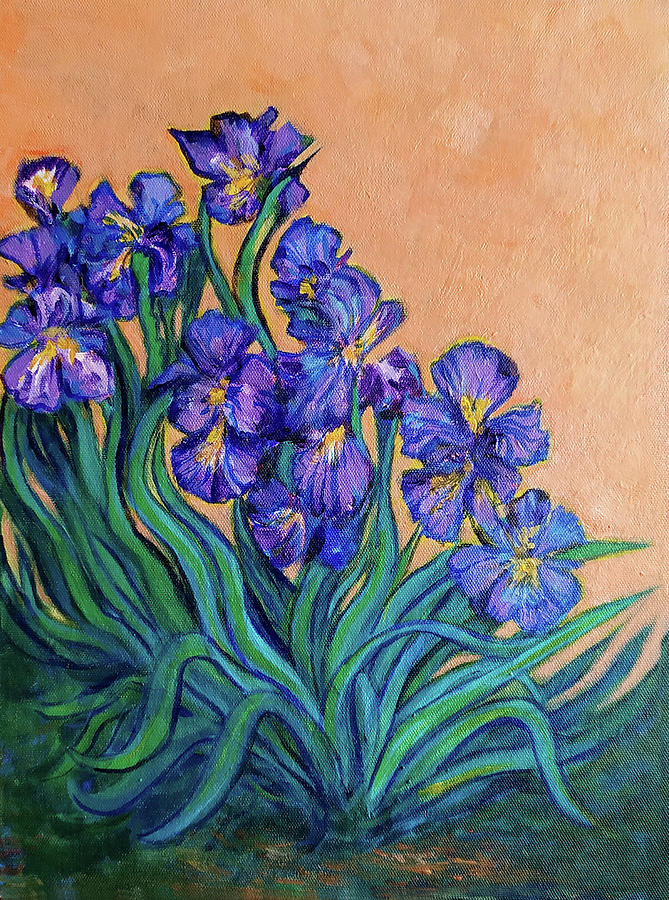 Purple Irises Painting by Asha Sudhaker Shenoy