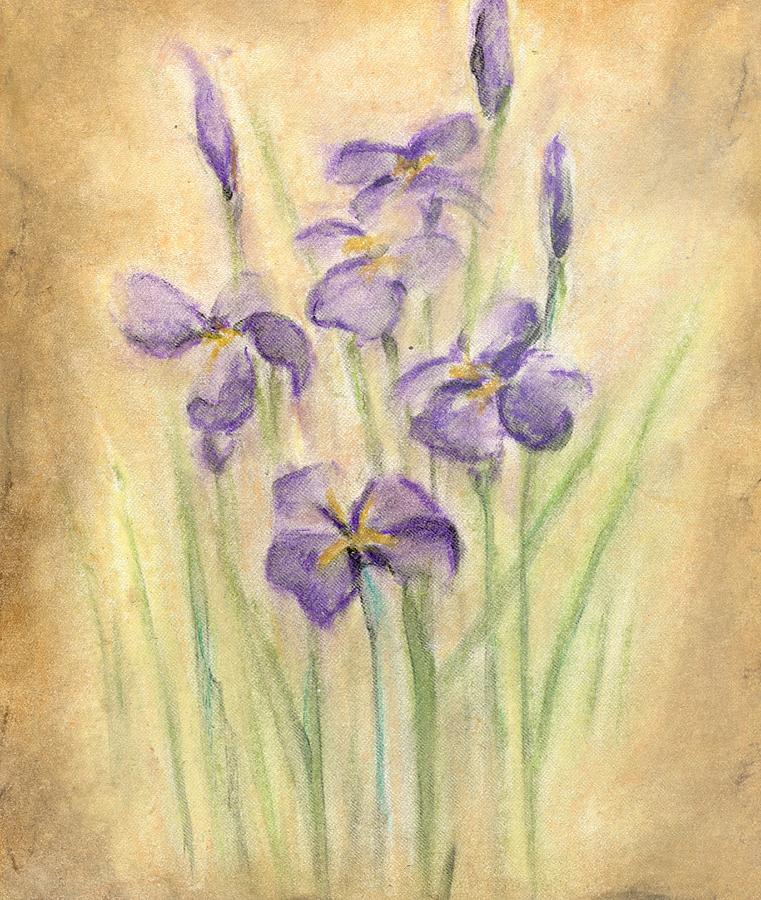 Purple Irises Painting by Natalie Roberts