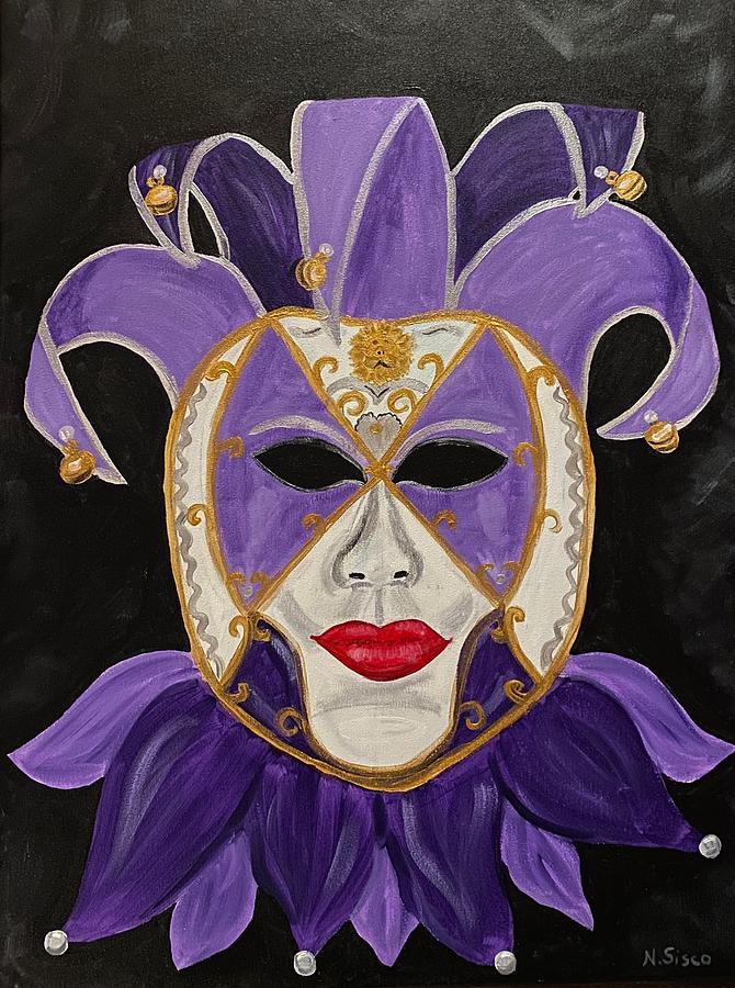 Purple Jester Painting by Nancy Sisco