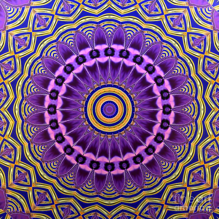 Purple Lacy Mandala with Blue Gold Border Photograph by Sea Change Vibes