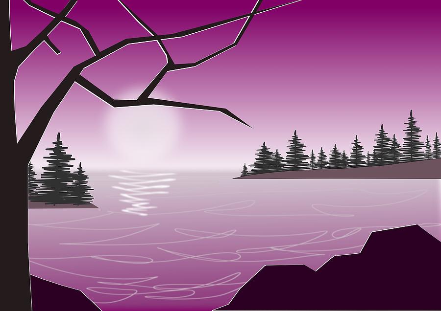 Purple Lake Digital Art by Anastasiya Malakhova