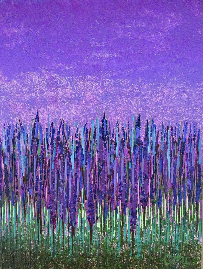 Purple Landscape Painting by Corinne Carroll