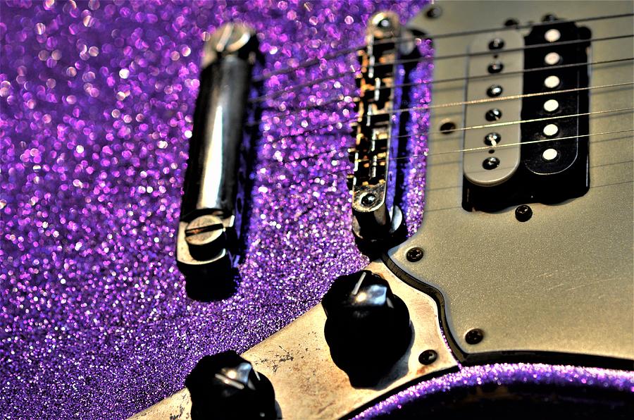 Fender Mustang Guitar Purple Lavender Sparkle Vintage  Photograph by Guitarwacky Fine Art