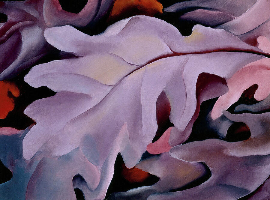 Purple leaves - Abstract modernist nature painting Painting by Georgia OKeeffe