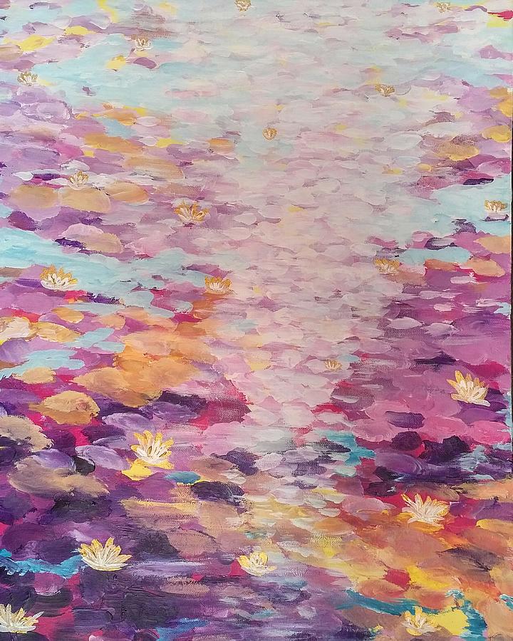 Purple Lilies Abstract Painting by Lynne McQueen