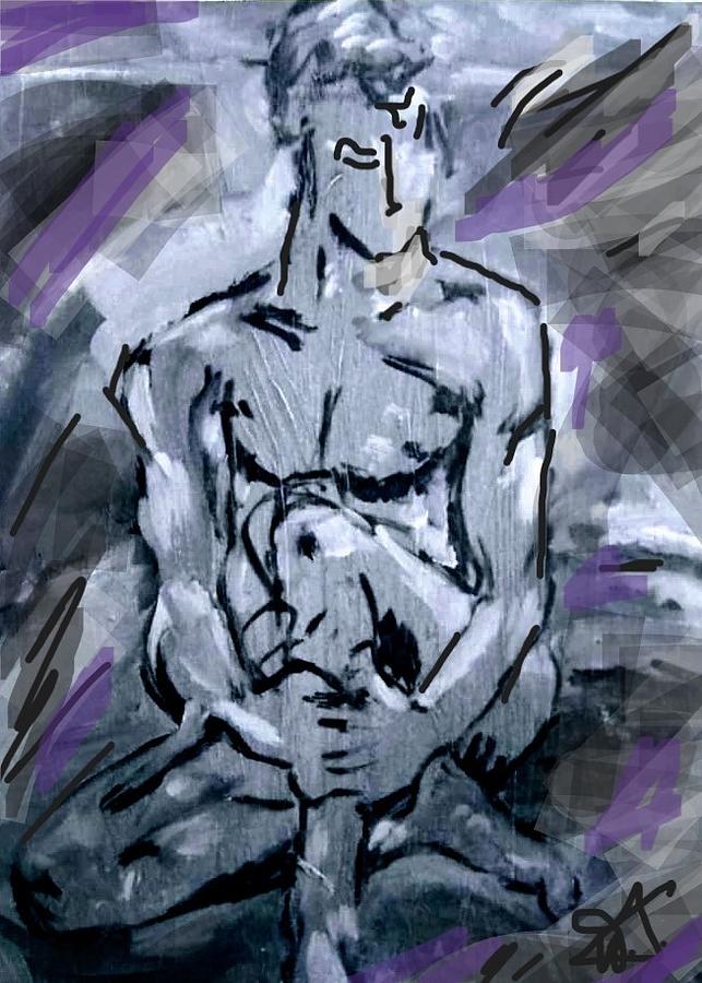 Purple Love Man Painting by Dawn Caravetta Fisher