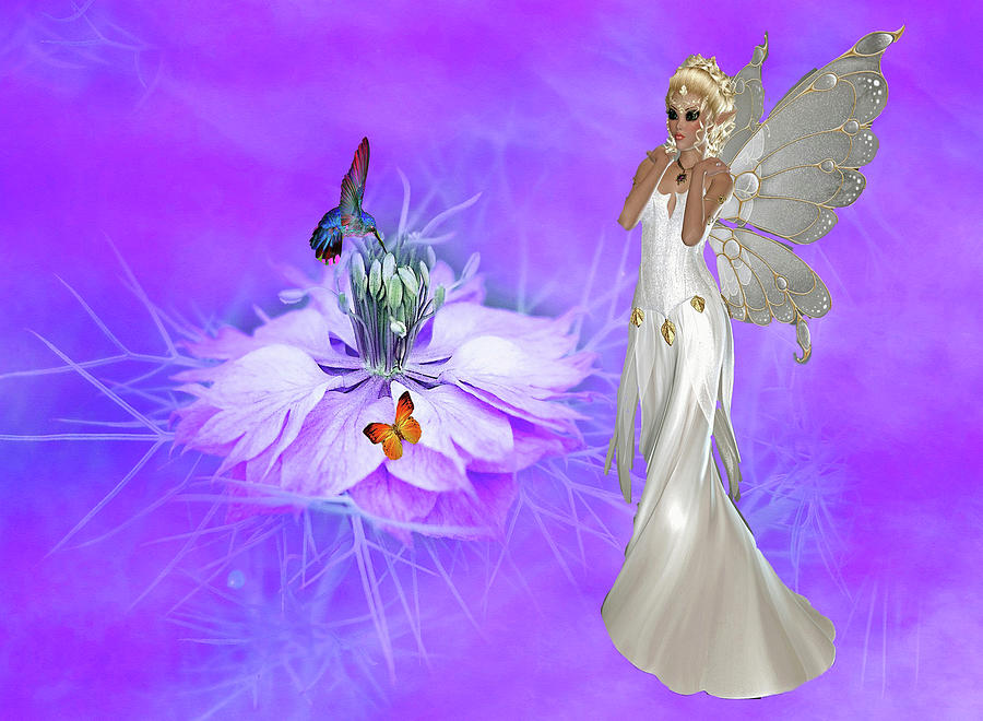 Fairy Digital Art - Purple Majesty by Julie Grace