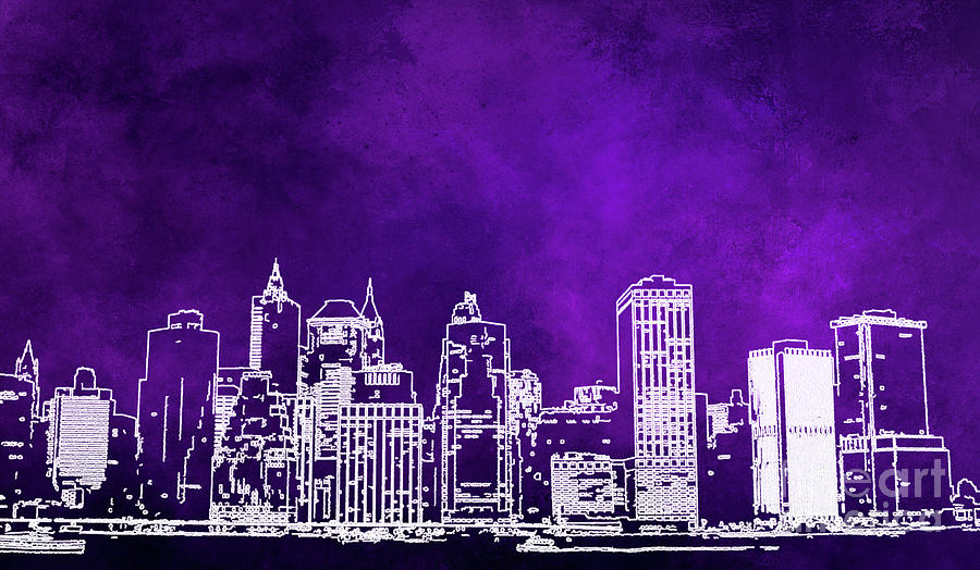 Architecture Digital Art - Purple Manhattan by Elisabeth Lucas