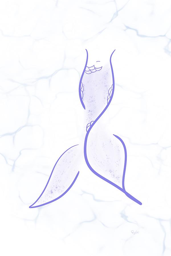 Purple Mermaid Tail Line Art Digital Art by Pamela Williams