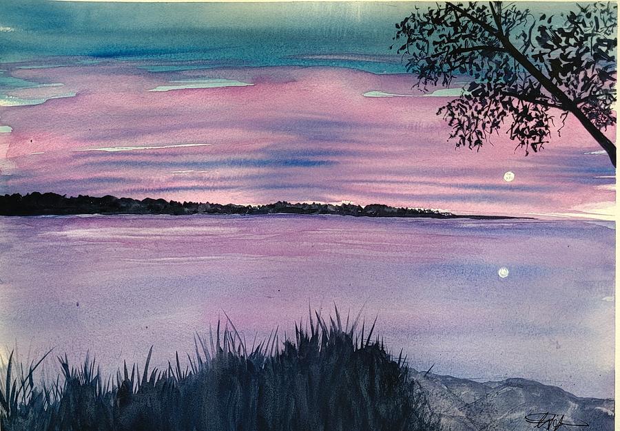 Purple Moon Painting By Carrie Schiffler Fine Art America