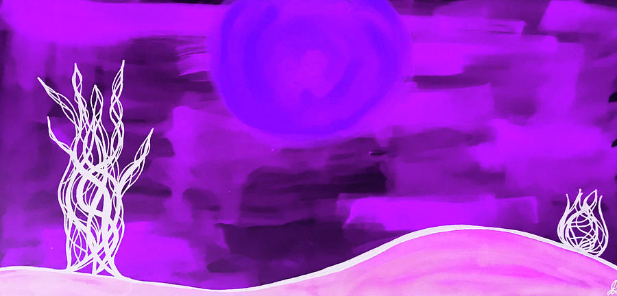 Purple Moon Painting by JamieLynn Warber